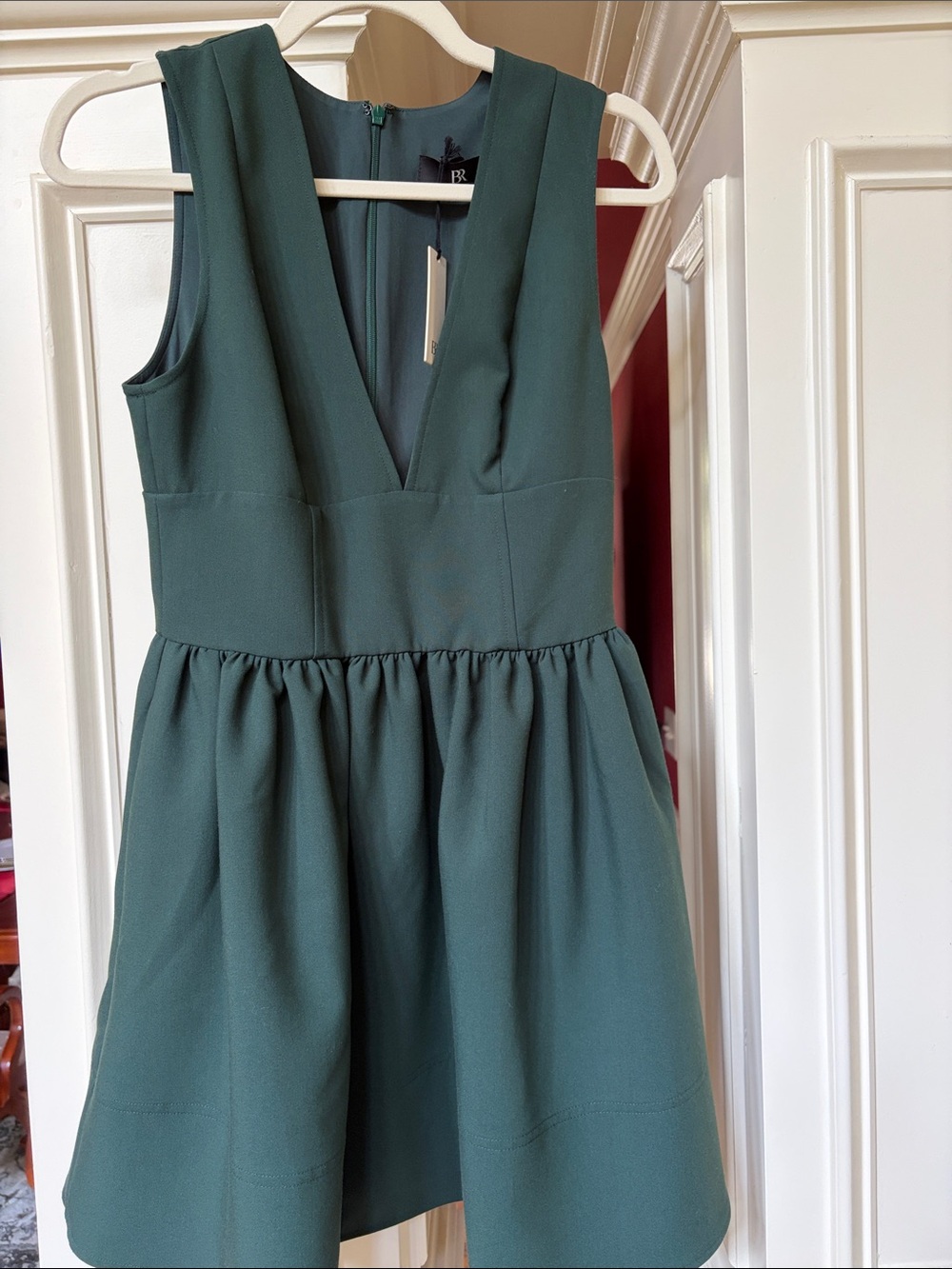 Banana Republic Forest Green V-Neck Sleeveless Mini Dress